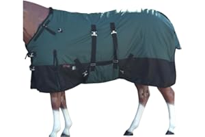 HILASON 1200D Winter Waterproof Poly Horse Turnout Blanket Belly Wrap Green | 78 in