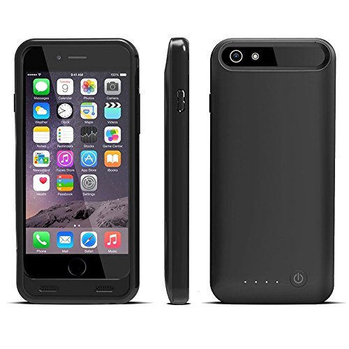 iPhone 6s 6 Battery Case,[Apple MFi Certified] for iPhone 6 External 3100mAh Power Pack Case and Rechargeable Back Up Battery Charger Slim Design--Black& Black Frame