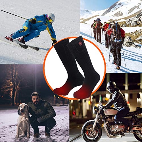 CREATRILL Heated Socks w/Rechargeable Batteries, Men Women Winter Heating Thermal Sock w/Remote Control for Cold Feet Ski Hunting Camping Hiking Riding Motorcycle Foot Warmer