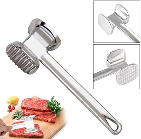 REARAND Two Sides Aluminum Meat Hammer Mallet Tenderizer Beef Chicken Steak Porks Kitchen Loose Meat Hammer, Meat Hammer-sided Fight Tools