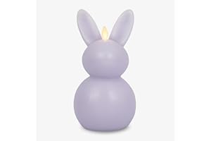 Luminara Flameless Candle Easter Bunny, Real Wax Moving Flame LED Candle with Timer, Holiday Table Decoration - 4.5" x 8" (Gentle Lavender)