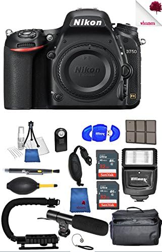 Nikon D750 DSLR Camera (Body Only) Black 1543 (USA) - Full Accessory Video Bundle Package Deal