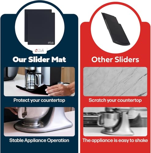 2‑Pack Heat Resistant Appliance Slider Mats for Countertop – 15×18 in (38x45cm) Cut-to-Fit Heat Pad for Air Fryer, Coffee Maker, Toaster – Black Non-Slip Hot Pad for Kitchen Appliances