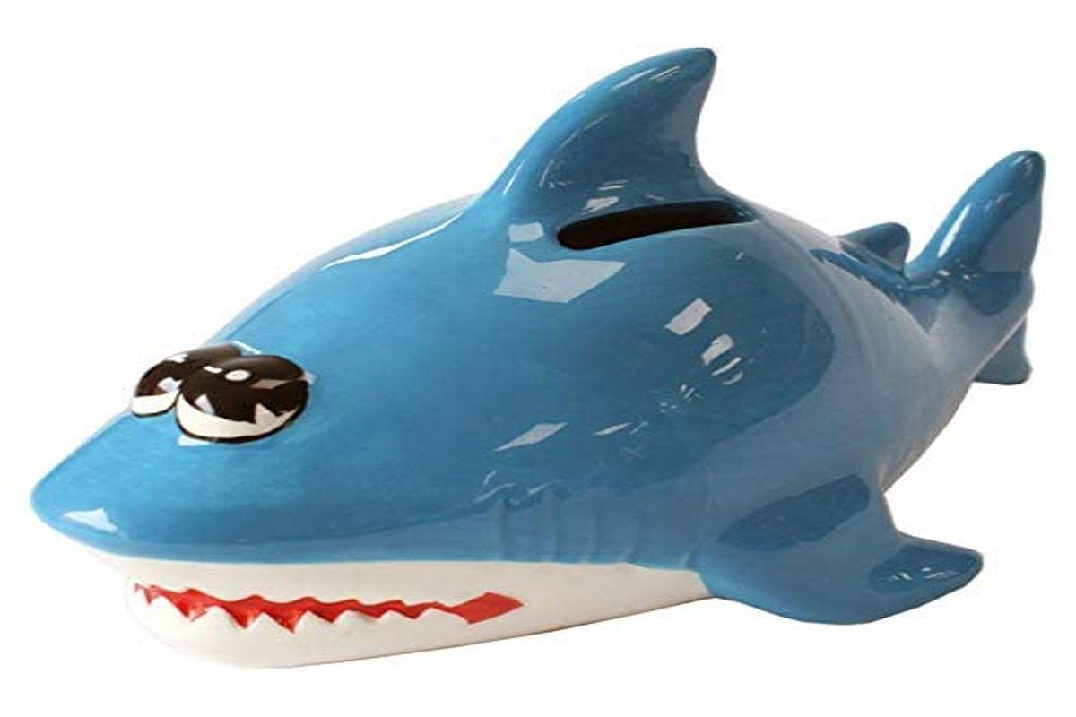 Crockery Critters Money Box from Deluxebase – Shark Piggy Bank. Cute Animal Shaped Coin Holder, Cash Jar and Money Box for Kids and Adults. Fun Money Saving Box, Novelty Gift & Home Decor.