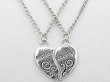 2 Pieces Silver Pendants Necklace Broken Heart Mother And Daughter Pendant Sweater Chain Fashion Jewelry Christmas Mom Birthday Gift
