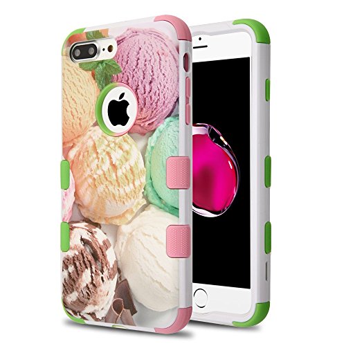 Kaleidio Case Compatible For Apple iPhone 7 Plus/8 Plus [TUFF Armor] Slim Fit Rugged [Shock Absorption] Impact Hybrid Rubber Cover [Includes a Overbrawn Prying Tool] [Ice Cream Scoops] - Thumbnail 6