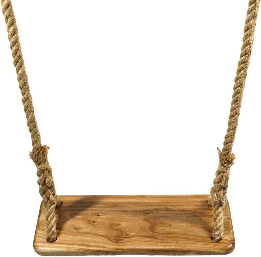 ValueHall Columpio Infantil para Exterior para Niños Adultos de Madera Asiento de jardín al Aire Libre con Cuerda Ajustable V7110C (con Correas de conexión)