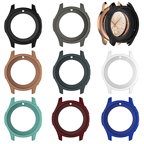 E ECSEM Protective Case Cover for Samsung Galaxy Watch 42mm Colorful Shock-Proof Cover Sleeve Watch Cover Slim Designer Sleeve Protector for Samsung Galaxy Watch SM-R810/SM-R815 Smartwatch (8Pack)
