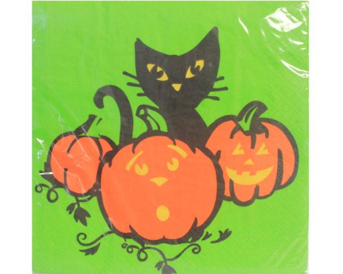 Hefty Black Cat and Pumpkins Napkins