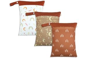 KKTAPOS Wet Dry Bags for Baby Cloth Diapers - Waterproof Reusable Washable Travel Bags, Gym Bag, Pool, Daycare Soiled Baby Items Yoga Gym Bag for Swimsuits & Wet Clothes 3pcs/set（Starsky