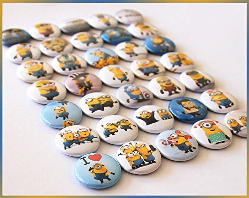 35 Minions Pins. 1" Mini Flair. Pinback Party Favors for Goody Loot Bags.(b007)