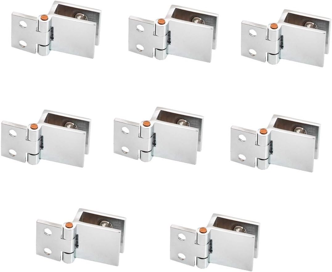 Set of 8 NUZAMAS Glass Door Hinges, 5mm-8mm Adjustable Rectangle Clamp Single Clip for Cabinet Cupboard Glass Door Hinges Wall Mounted