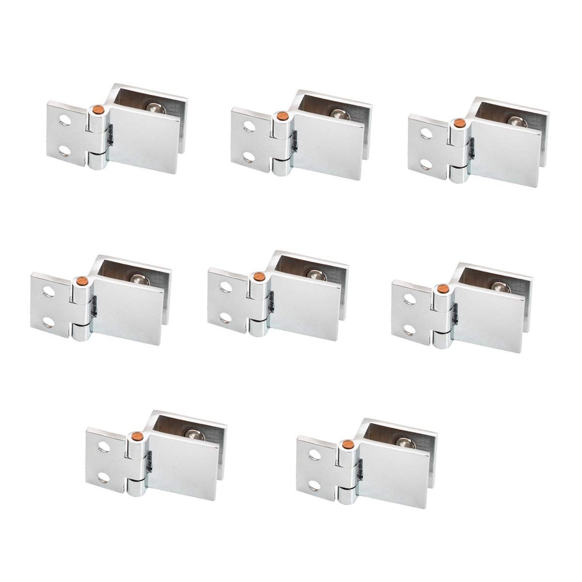 Set of 8 NUZAMAS Glass Door Hinges, 5mm-8mm Adjustable Rectangle Clamp Single Clip for Cabinet Cupboard Glass Door Hinges, Wall Mounted