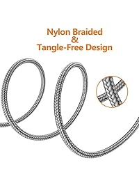 Cable USB tipo C, cargador USB C a USB A (paquete de 2 unidades) de nailon trenzado de carga rápida para Samsung Galaxy Note 8, S8 Plus, LG G5 G6 V20 V30, Google Pixel XL, Nexus 6P 5X, Nintendo Switch, (gris)