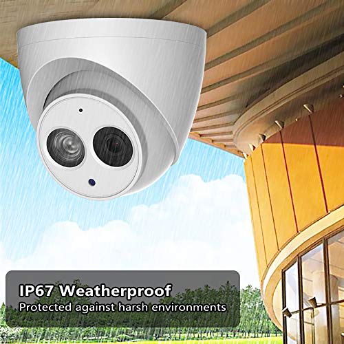 4MP PoE IP Security Camera IPC-HDW4433C-A 2.8mm Lens,4 Megapixels Home Outdoor Network Surveillance Camera Dome with Built-in Mic for Audio,IR Night Vision,H.265,IP67 Waterproof,ONVIF