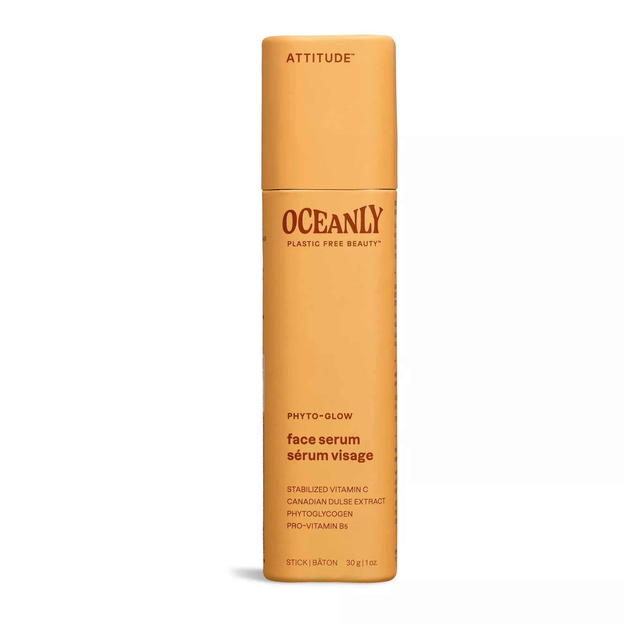 ATTITUDE Oceanly Face Serum Stick, EWG Verified, Plastic-free, Plant and Mineral-Based Ingredients, Vegan Skin Care Products, PHYTO GLOW, Unscented, 30 grams