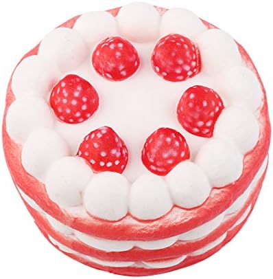 Slow Rise Squishy Soft Simulation Strawberry Birthday Cake Toy Red