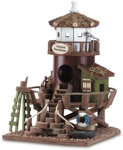 Wood Bird House, Modern Decorative Wooden Birdhouse For Sparrow - Island Nest