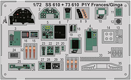 Eduard EDU73610 1:72 Color PE - P1Y Frances / Ginga Detail Set (HAS kit) (for use with the Hasegawa model kit) [MODEL KIT ACCESSORY]