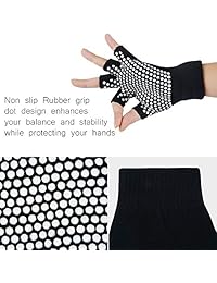 SUNLAND - Guantes de yoga con agarre antideslizante sin dedos de silicona para entrenamiento y entrenamiento
