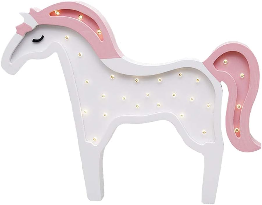Unicorn Night Light Pegasus LED Light Fairytales Magical Children Night Lamp Nursery Lamp Party Decoration Baby Bedroom Battery Powered Light (Pink)