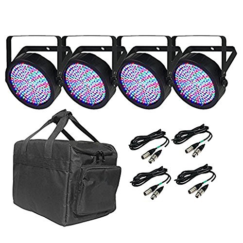 (4) Chauvet SlimPar 64 LED Slim Par Can Pro DJ RGB Light Effects + Case + Cables