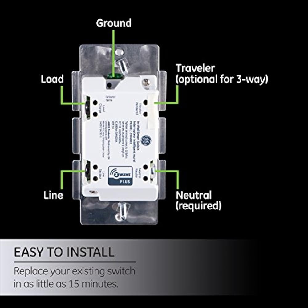 Enbrighten ZWave Plus Smart Toggle Light Switch, On/Off Control, In