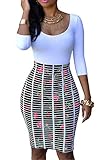 Pretid Womens Sparkling Print Hip Package Slim Midi Bodycon Club Party Dress