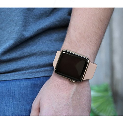 Yimzen Soft Silicone Sport iWatch Band Strap for Apple Watch Series 3 2 1 Sport and Edition, 38mm, Small/Medium, Pink Sand - Thumbnail 4