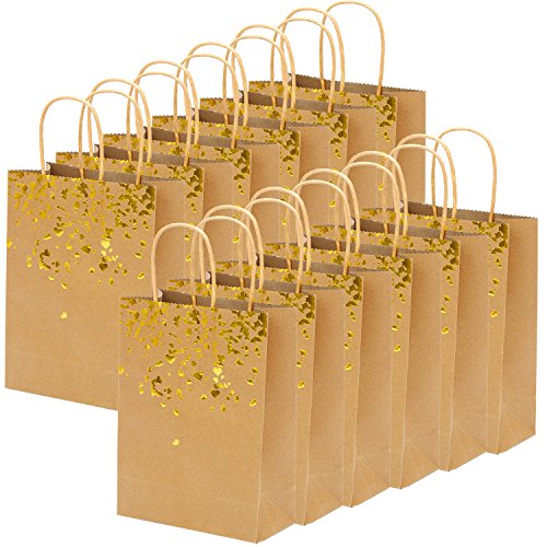 Coobey 18 Pieces Paper Bags Bronzing Kraft Bag Hen Party Bags Bride Gift Birthday Bag with Handle for Wedding Parties Keepsake Night Celebrations (Bronzing)