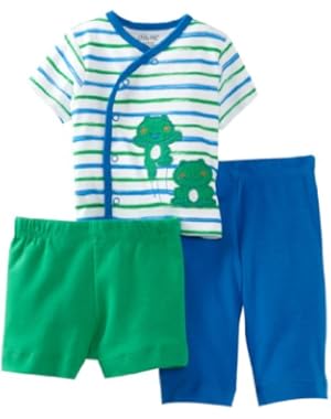 Baby-boys Newborn Happy Frogs 3 Piece Diaper And Pant Set