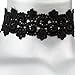 Twilight's Fancy Wide Floral Curl Venice Lace Choker Necklace (Black, Small)