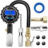 Etekcity Tire Inflator with Pressure Gauge, 250 PSI Digital Deflator, Air Chuck and Compressor Accessories Heavy Duty with Rubber Hose, Accurate 0.1 Display Resolution, Leakproof, for Car Bike, Black