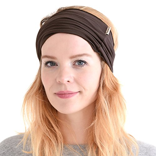 CHARM mens Elastic Bandana Headband Japanese Long Hair Dreads Head wrap Brown