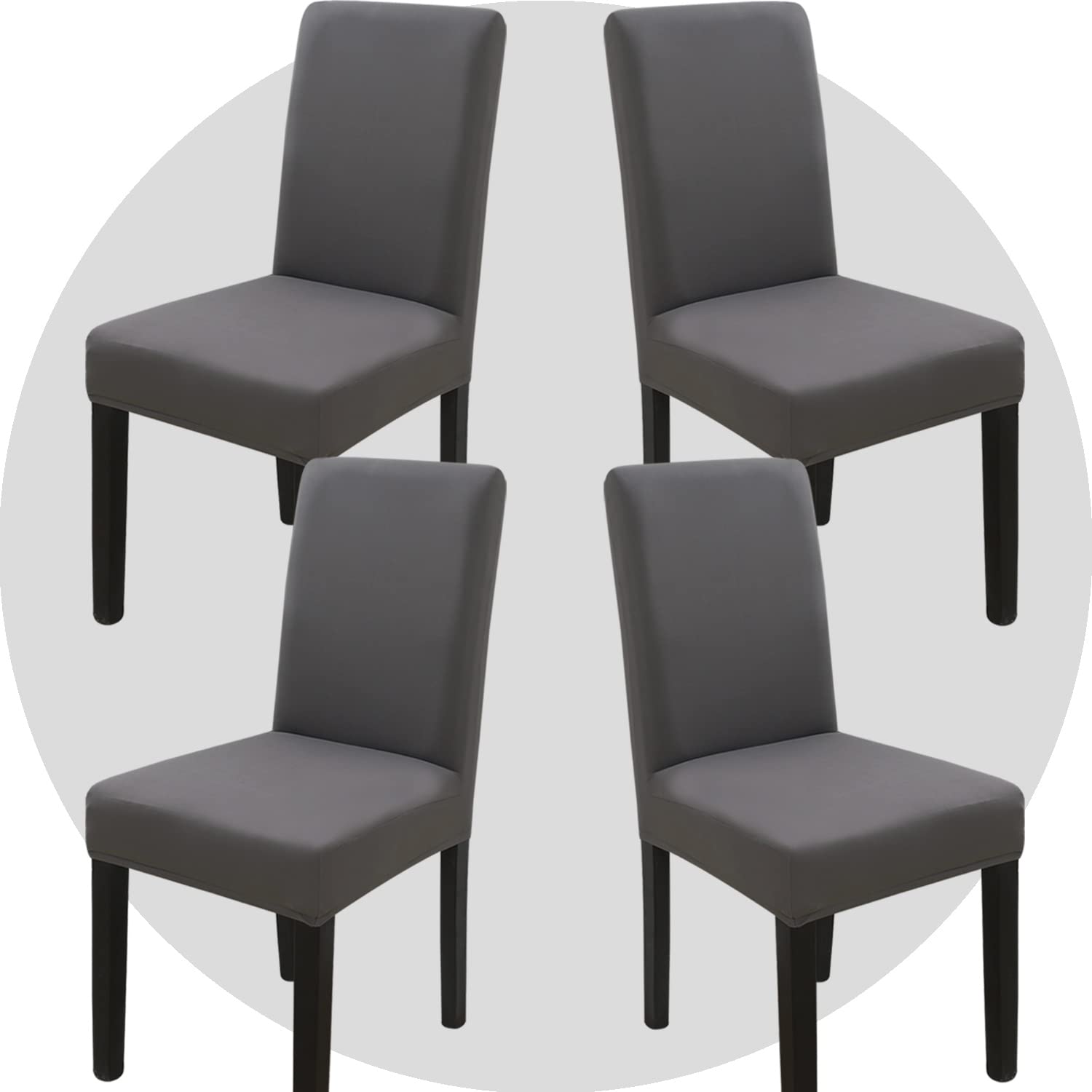 NDMMSO Dining Room Chair Covers Set of 4 Super Fit Stretch Removable Washable Dining Chair Protector Cover Seat Slipcover for Hotel, Dining Room, Ceremony, Banquet Wedding Party(Gray)