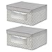InterDesign Chevron Fabric Closet Organizer Box – Soft Storage Bin for Clothing, Shoes, Handbags, Linen - Medium, Taupe/Natural, Set of 2