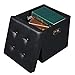 SONGMICS MAZIE Collection - 15 Inches Ottoman with Storage, Footstool, Storage Ottoman with Metal Grommet Handles, Load 660 lb, for Dorm, Living Room, Bedroom, Synthetic Leather, Black ULSF30B