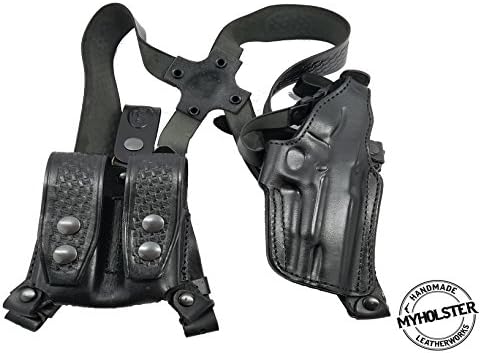 Horizontal Shoulder Holster System Right Hand Draw with Double Mag Pouch For GLOCK 17, 22,31 (BLACK)