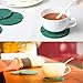Drhob Flee 6-Piece Green Coaster Set with Flower Pot Shaped Holder for Drinks,Coffee,Cup