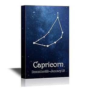 12 Zodiac Signs Constellation Canvas Wall Art - Capricorn - Gallery Wrap Modern Home Art | Ready to Hang - 12x18 inches