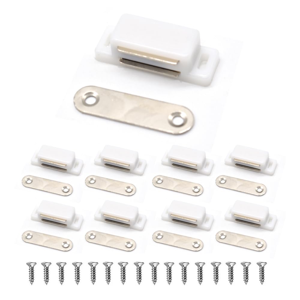 Magnetic Door Catch, Lockimo Cupboard Door Magnets Drawer Magnet Small Cabinet Door Magnetic Catches Latches for Kitchen Wardrobe Magnets Door Closers Magnet Closure 8 Pack White