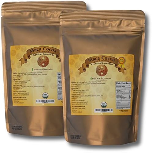 Pure Natural Miracles Maca Powder and Cacao Powder USDA Certified Organic (Pack of 2 16 Oz)