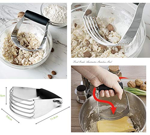 Pastry Dough Blender - Stainless Steel 5 Blade Pastry Dough Blender - Professional Commercial Grade Hand Held Egg Flour Cheese Mixer Cutter