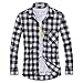 OCHENTA Men's Slim Fit Long Sleeve Plaid Flannel Shirt N055 White Black Asian XL - US M