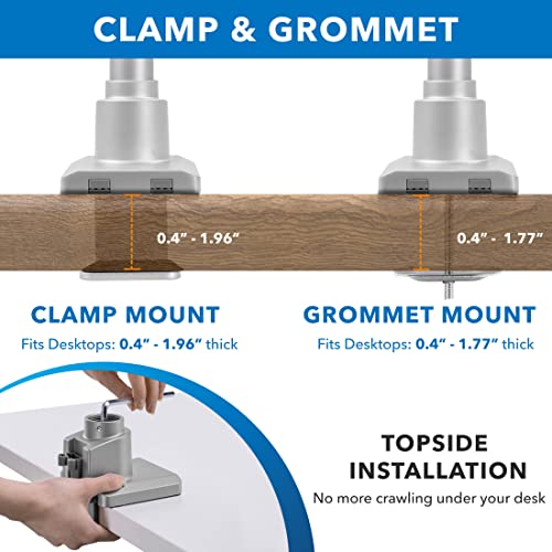 Mount-it! Soporte de Escritorio para un Solo Monitor | Brazo de Monitor de Resorte de Gas montado en Poste | Elevador de Pantalla de computadora de Altura Ajustable Premium