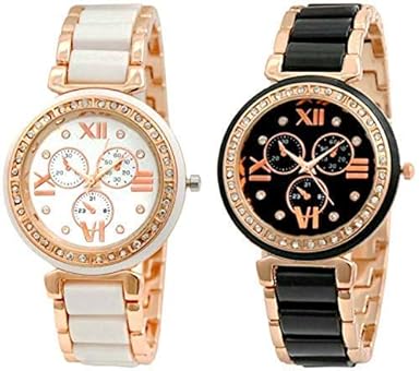 Analogue Black & White Dial Combo Of 2 Women's Watch - LALA-999