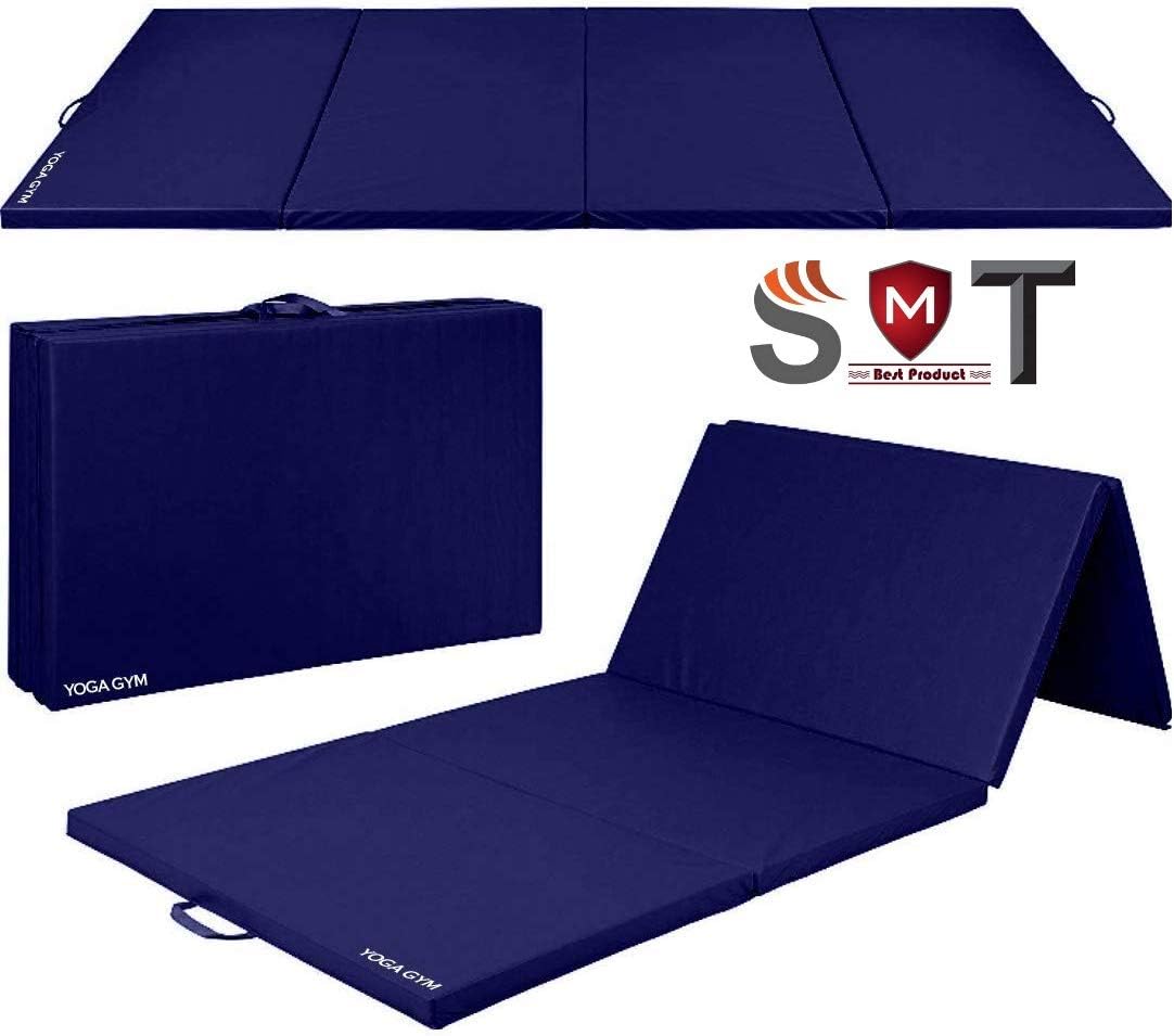SMT Yoga Gym Mat Exercise Yoga Mat Gymnastics Training Tumbling High Destiny Foam Foldable 72 x 24x 22 mm Foldable Yoga Mat Traveling mat Yoga Mat for Men & Women 22 MM Thick Mat Blue