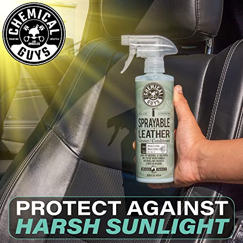 Chemical Guys Sprayable Leather Cleaner and Conditioner in One for Car Interiors, Apparel, and More (Works on Natural, Synthetic, Pleather, and More) Leather Scent, 473 ml