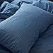 FACE TWO FACE Bedding Duvet Cover Set 3 Pieces 100% Washed Cotton Duvet Cover Linen Like Textured Breathable Durable Soft Comfy (King, Denim)