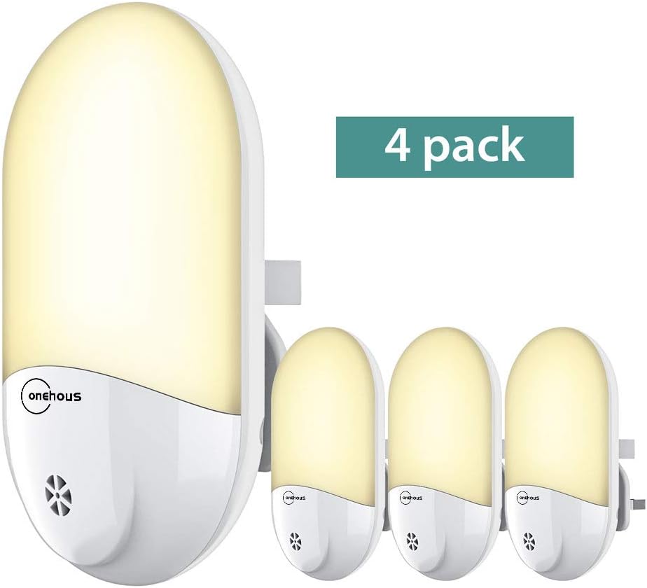 LED Night Light - Plug in Wall Automatic Light Photocell Sensor Night Lighting Lamp, Plug-and-Play Dusk to Dawn Energy Saving Sensor Night Lights for Kids, Baby Room, Nurseries, 4 Packs